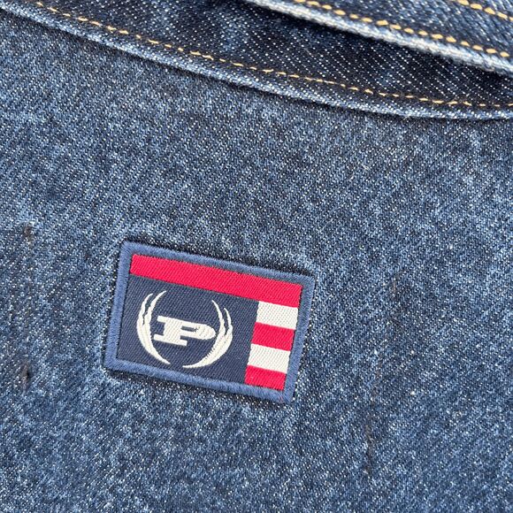 VTG Phat Farm XXL Denim Jacket Embroidered Blue Jean Streetwear Hip Hop - Picture 5 of 8